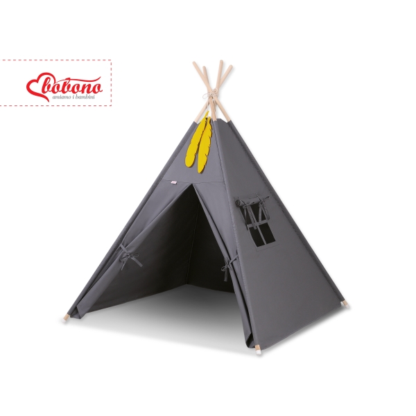Tipi pour Enfant + Plumes Décoratives Anthracite