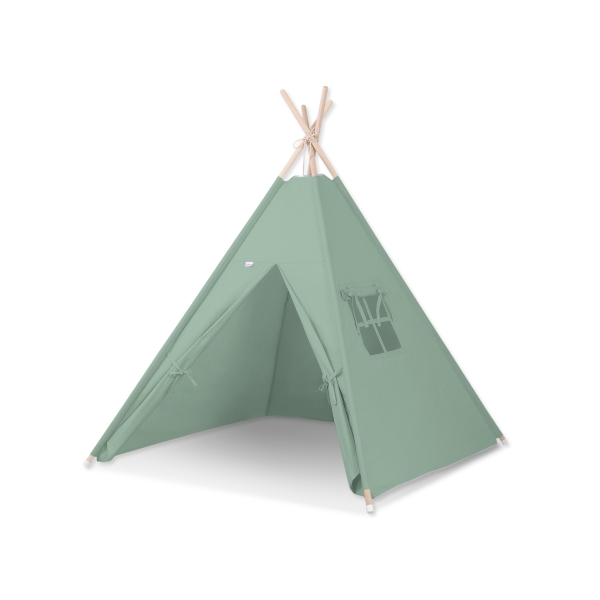 Tipi pour Enfant + Plumes Décoratives Blanc Vert