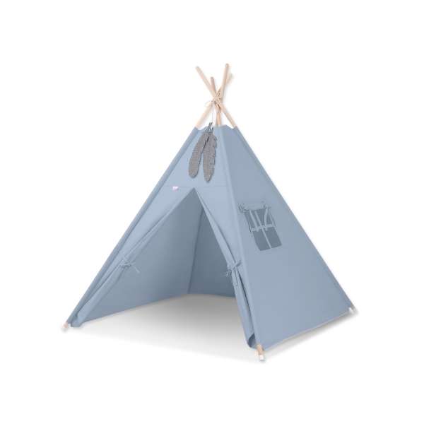 Tipi pour Enfant + Plumes Décoratives Bleu Pastel