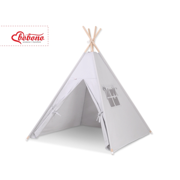 Tipi pour Enfant + Plumes Décoratives Gris