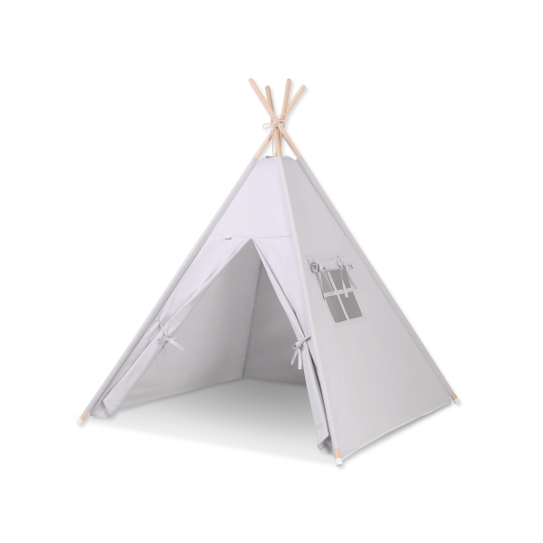 Tipi pour Enfant + Plumes Décoratives Gris