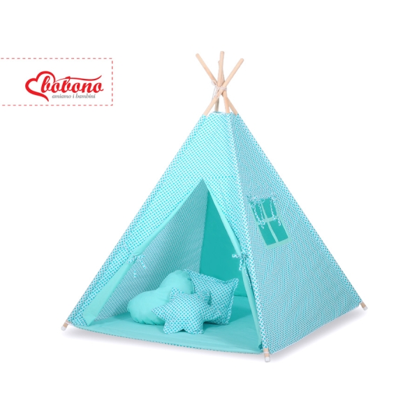 Tipi pour Enfant + Plumes Décoratives Menthe
