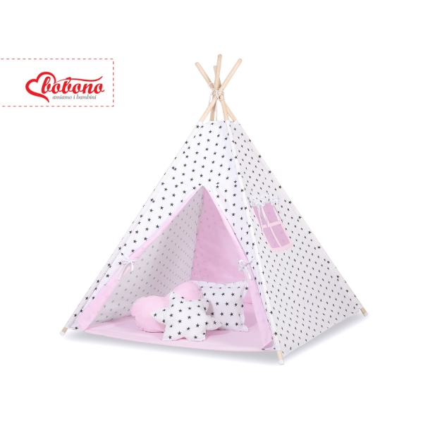 Tipi pour Enfant + Plumes Décoratives Rose