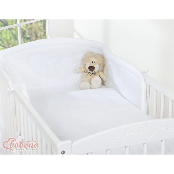Tour de Lit Bébé a Barreaux Blanc Cœurs