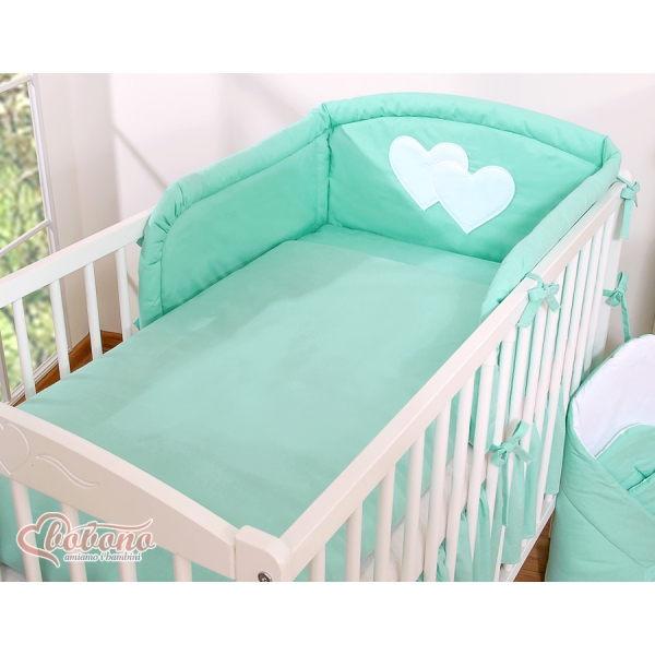 Tour de Lit Bébé a Barreaux Menthe Cœurs