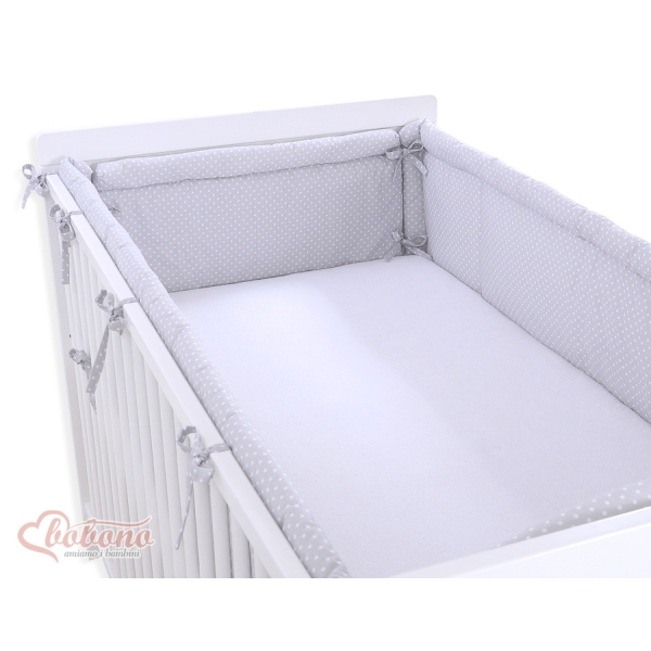 Tour de Lit Bébé a Barreaux XXL Gris à Pois Cœurs