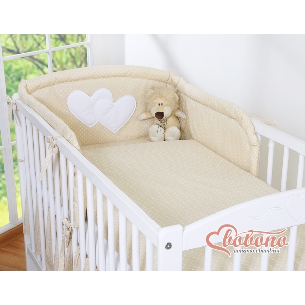 Tour de Lit Bébé Beige à Pois Cœurs