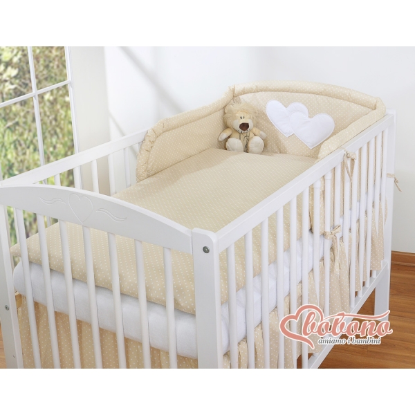 Tour de Lit Bébé Beige à Pois Cœurs