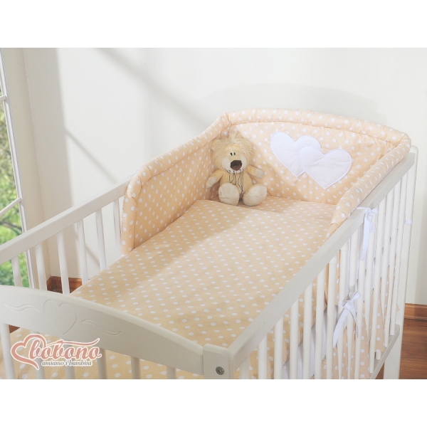 Tour de Lit Bébé Beige à Pois Cœurs