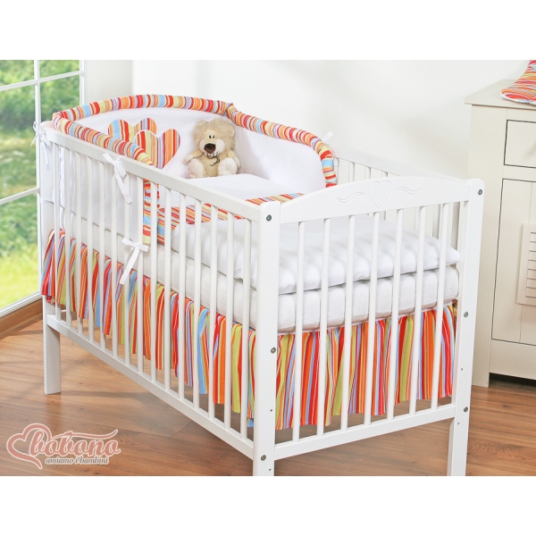 Tour de Lit Bébé Orange Rayures Cœurs
