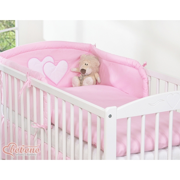 Tour de Lit Bébé Rose Cœurs
