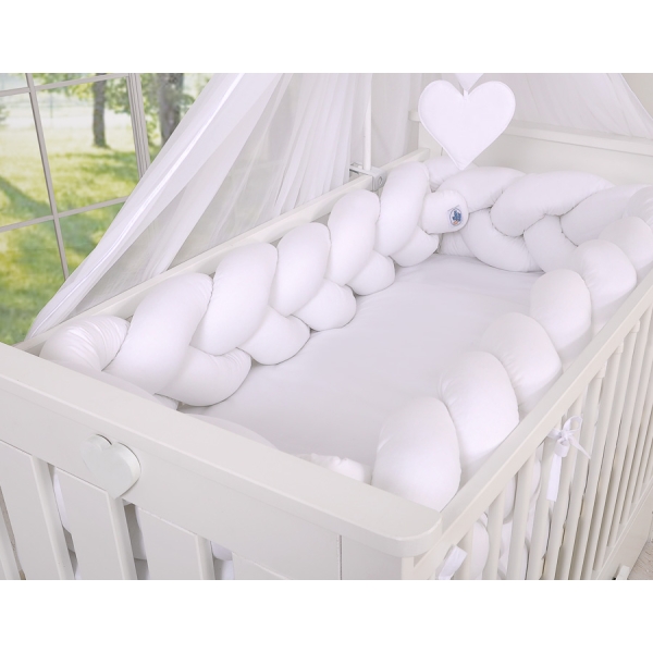 Tour de Lit Bébé Tressé 360cm Anti-chocs Blanc