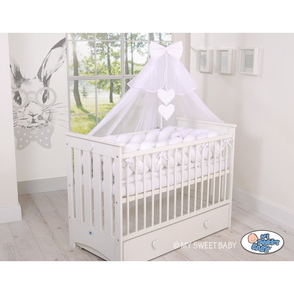Tour de Lit Bébé Tressé 360cm Anti-chocs Blanc
