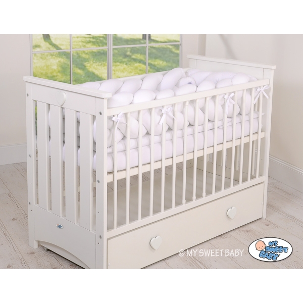 Tour de Lit Bébé Tressé 360cm Anti-chocs Blanc
