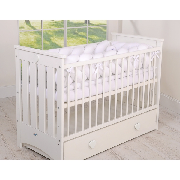 Tour de Lit Bébé Tressé 360cm Anti-chocs Blanc