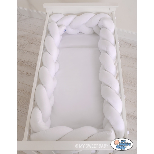 Tour de Lit Bébé Tressé 360cm Anti-chocs Blanc
