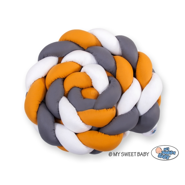 Tour de Lit Bébé Tressé 360cm Anti-chocs Blanc Anthracite Miel