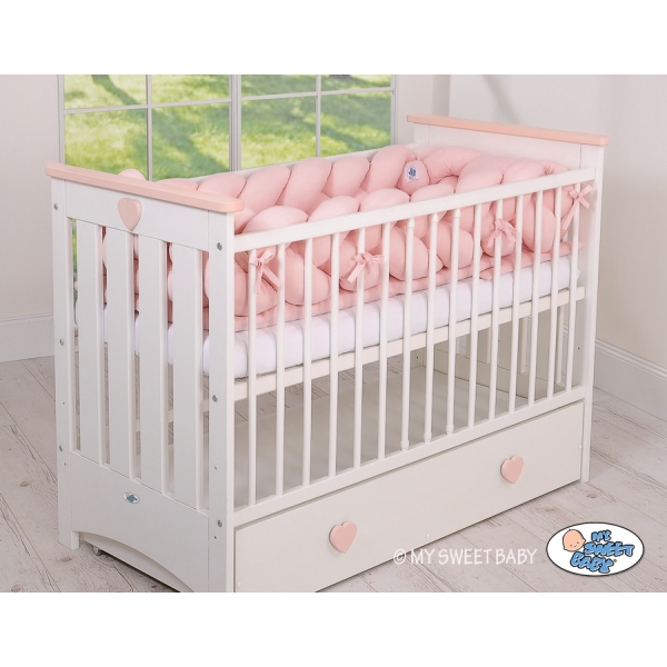 Tour de Lit Bébé Tressé 360cm Anti-chocs Rose Poussiéreux
