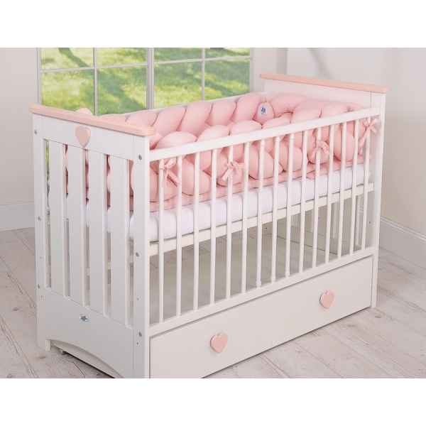 Tour de Lit Bébé Tressé 360cm Anti-chocs Rose Poussiéreux