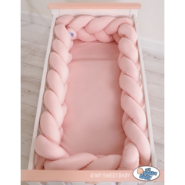 Tour de Lit Bébé Tressé 360cm Anti-chocs Rose Poussiéreux