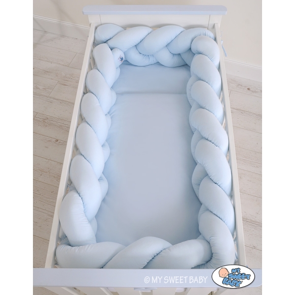 Tour de Lit Bébé Tressé Extra épais 3,6m Bleu pour Garçon