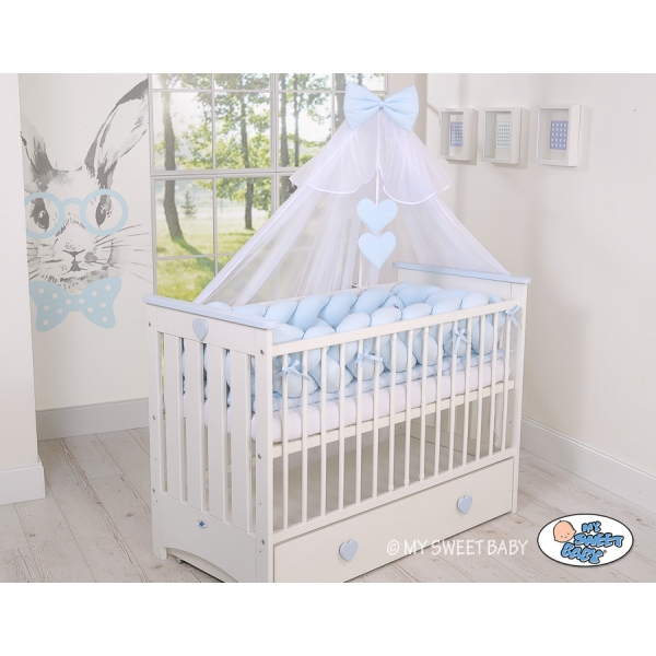 Tour de Lit Bébé Tressé Extra épais 3,6m Bleu pour Garçon
