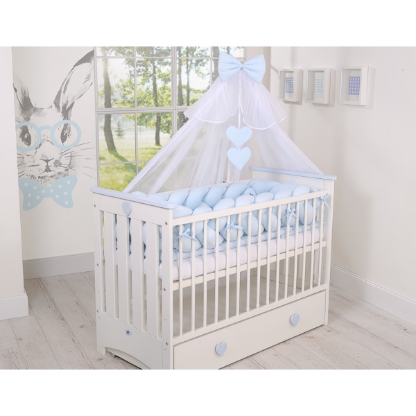 Tour de Lit Bébé Tressé Extra épais 3,6m Bleu pour Garçon