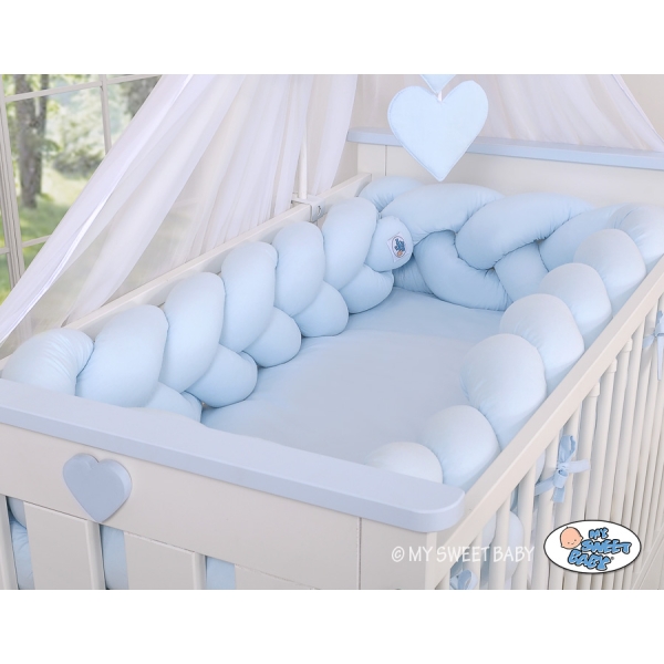 Tour de Lit Bébé Tressé Extra épais 3,6m Bleu pour Garçon