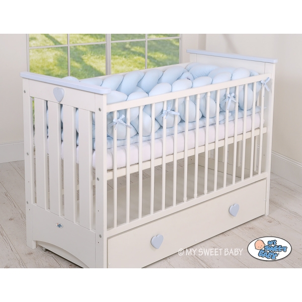 Tour de Lit Bébé Tressé Extra épais 3,6m Bleu pour Garçon