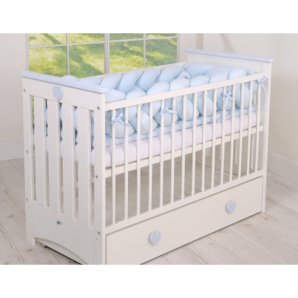 Tour de Lit Bébé Tressé Extra épais 3,6m Bleu pour Garçon