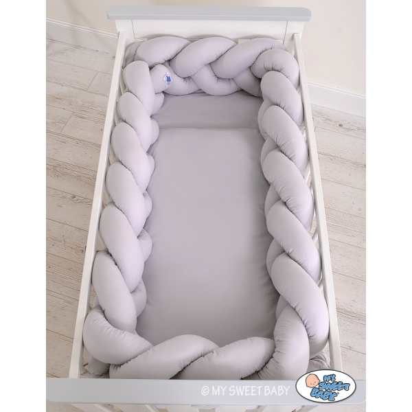 Tour de Lit Bébé Tressé Extra épais 3,6m Gris