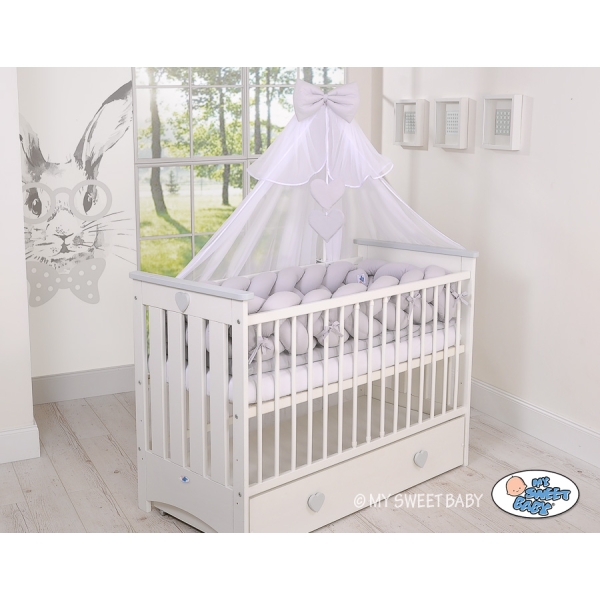 Tour de Lit Bébé Tressé Extra épais 3,6m Gris