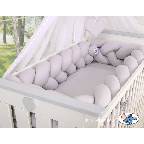 Tour de Lit Bébé Tressé Extra épais 3,6m Gris