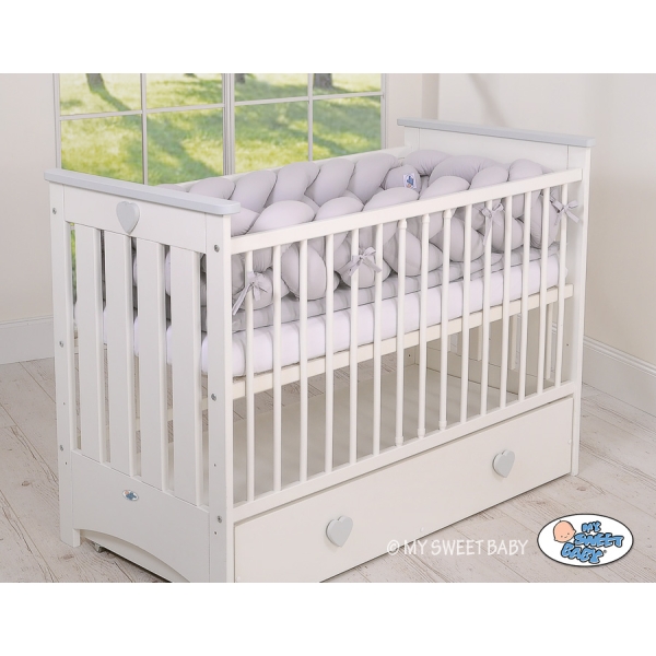 Tour de Lit Bébé Tressé Extra épais 3,6m Gris
