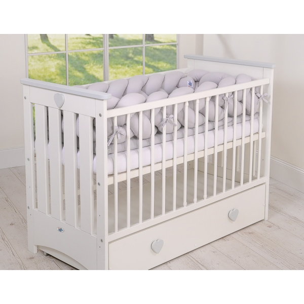 Tour de Lit Bébé Tressé Extra épais 3,6m Gris