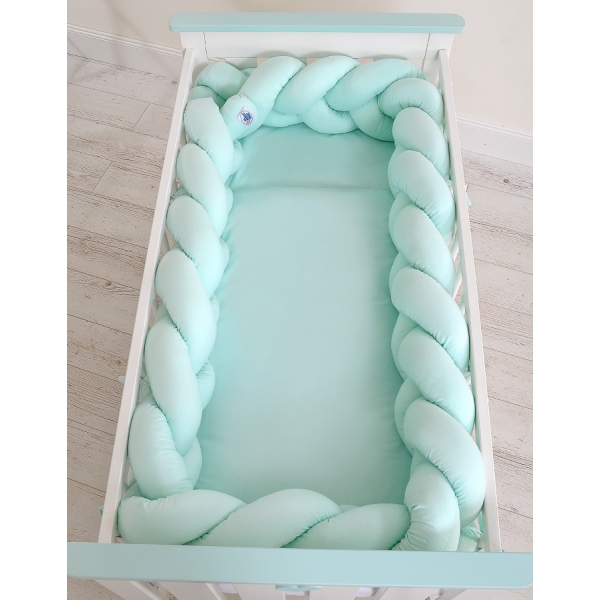 Tour de Lit Bébé Tressé Extra épais 3,6m Menthe