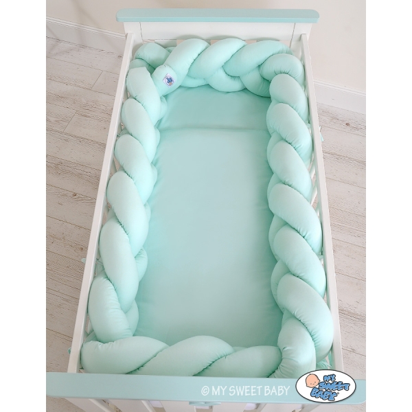 Tour de Lit Bébé Tressé Extra épais 3,6m Menthe
