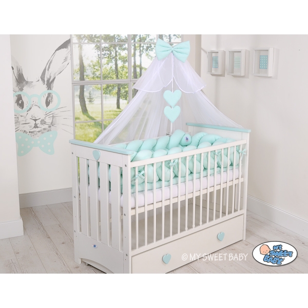 Tour de Lit Bébé Tressé Extra épais 3,6m Menthe