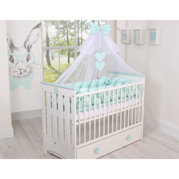 Tour de Lit Bébé Tressé Extra épais 3,6m Menthe