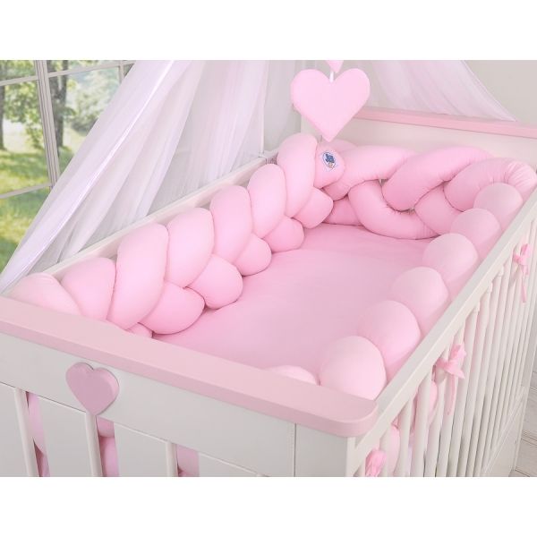 Tour de Lit Tressé pour Fille Rose