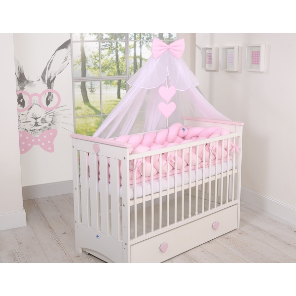 XXL Tour de Lit Bébé Tressé Rose