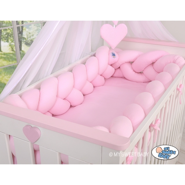 Tour de Lit Tressé pour Fille Rose XXL