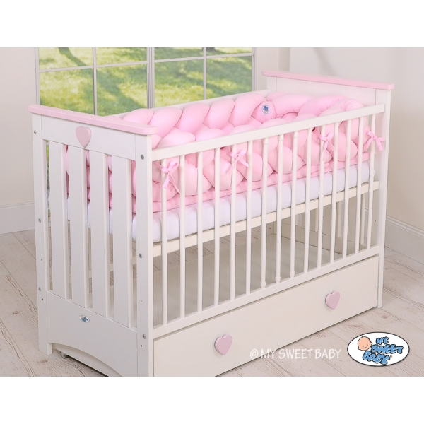 Tour de Lit Tressé pour Fille Rose