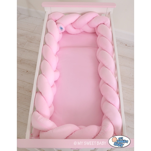 Tour de Lit Bébé Tressé Rose