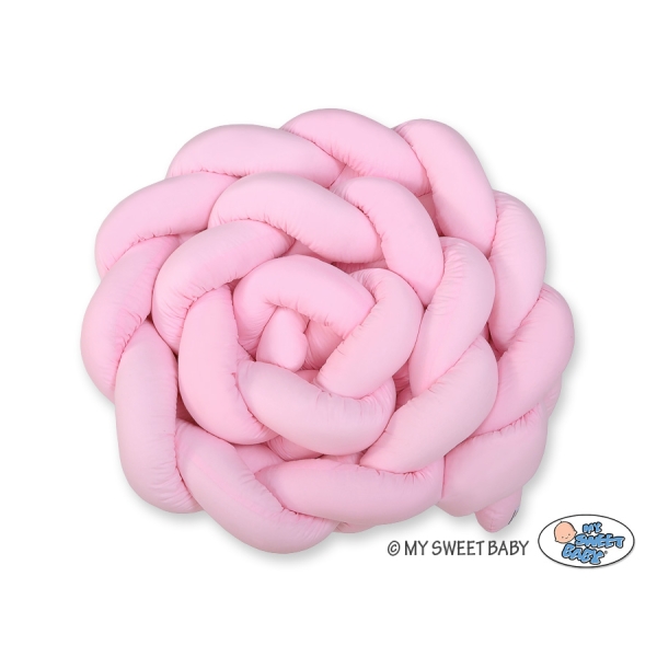 Tour de Lit Bébé Tressé Extra épais 3,6m Rose pour Fille