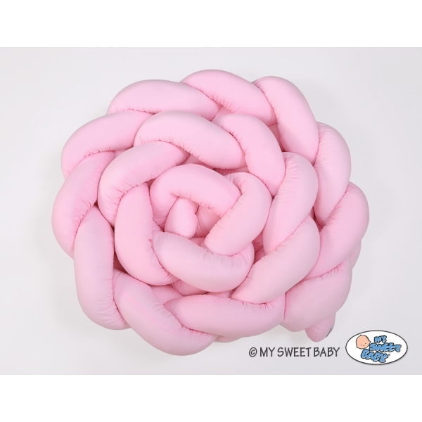 Tour de Lit Bébé Tressé Extra épais 3,6m Rose pour Fille