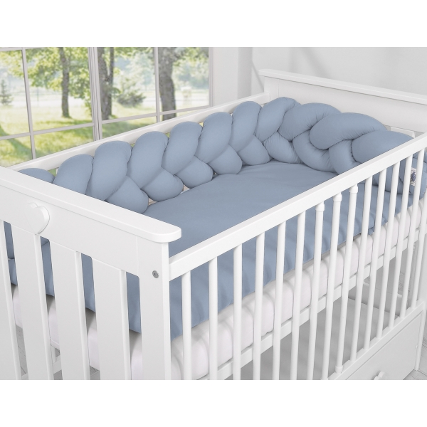 Tour de Lit Bébé Tressé Fille et Garçon Bleu Pastel