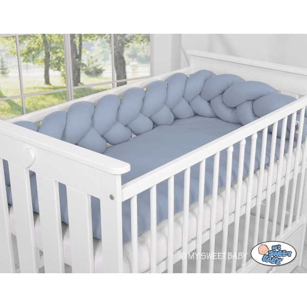 Tour de Lit Bébé Tressé Fille et Garçon Bleu Pastel