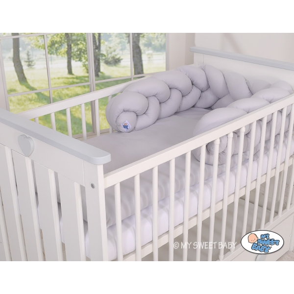 Tour de Lit Bébé Tressé Fille et Garçon Gris