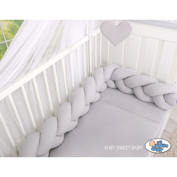 Tour de Lit Bébé Tressé Fille et Garçon Gris